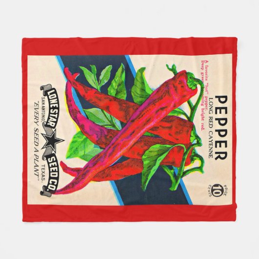 Cayenne-Paprika-Packung aus den 50er Jahren Fleecedecke (Vorderseite (Horizontal))