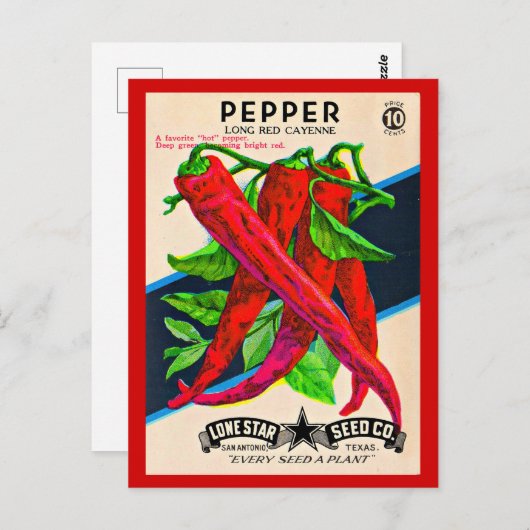 Cayenne-Paprika-Packung aus den 50er Jahren Postkarte (Vorne/Hinten)