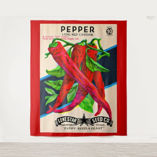 Cayenne-Paprika-Packung aus den 50er Jahren Wandteppich (Vorderseite)