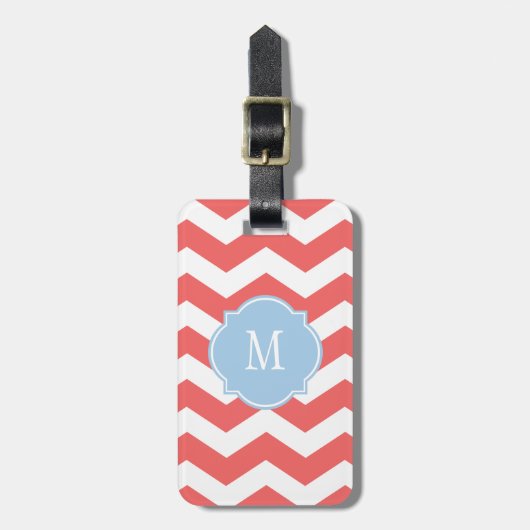 Cayenne & White Zickzack Monogram Luggage Tag Gepäckanhänger (Vorderseite vertikal)
