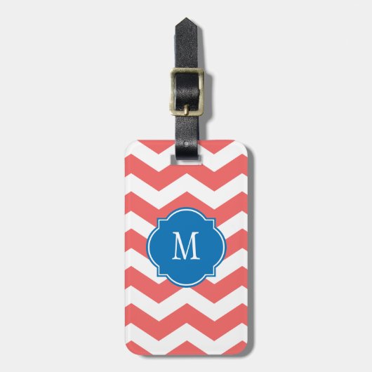 Cayenne & White Zickzack Monogram Luggage Tag Gepäckanhänger (Vorderseite vertikal)