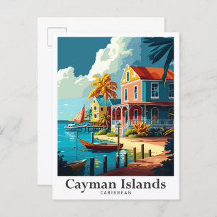 Cayman Islands Caribbean Vintage Travel Portrait Postkarte