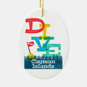 Cayman Islands Dive - farbenfrohe Scuba Keramik Ornament (Hinten)