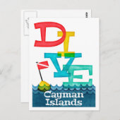 Cayman Islands Dive - farbenfrohe Scuba Postkarte (Vorne/Hinten)