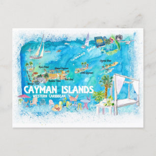 Cayman Islands Illustrierte Reisekarte mit Straßen Postkarte