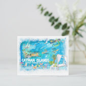 Cayman Islands Illustrierte Reisekarte mit Straßen Postkarte (Stehend Vorderseite)