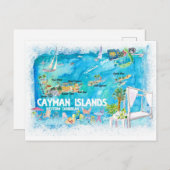 Cayman Islands Illustrierte Reisekarte mit Straßen Postkarte (Vorne/Hinten)