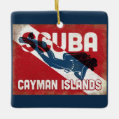 Cayman Islands Scuba Diver - Blue Retro Keramikornament (Vorderseite)