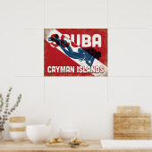 Cayman Islands Scuba Diver - Blue Retro Poster (Küche)