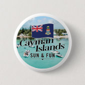 "Cayman Islands Sun & Fun" mit Flagge Button (Vorderseite)