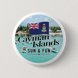 "Cayman Islands Sun & Fun" mit Flagge Button