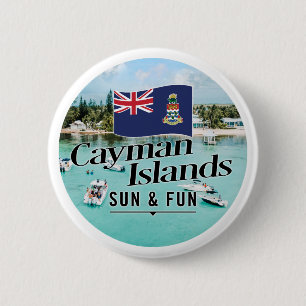 "Cayman Islands Sun & Fun" mit Flagge Button