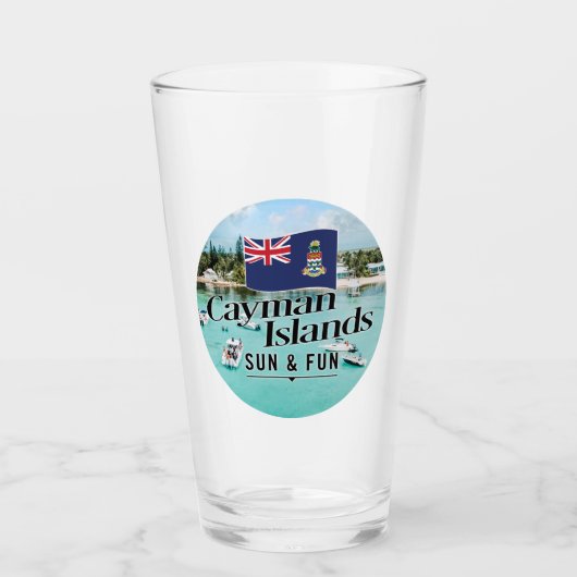 "Cayman Islands Sun & Fun" mit Flagge Glas (Vorderseite)