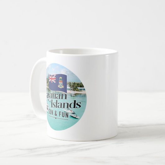 "Cayman Islands Sun & Fun" mit Flagge Kaffeetasse (Vorderseite Links)