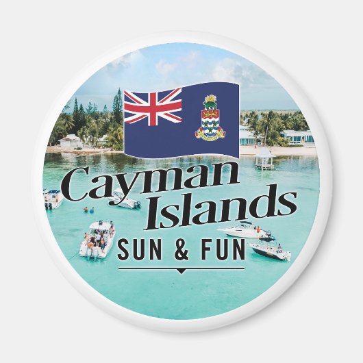 "Cayman Islands Sun & Fun" mit Flagge Magnet (Vorne)