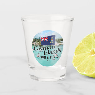 "Cayman Islands Sun & Fun" mit Flagge Schnapsglas
