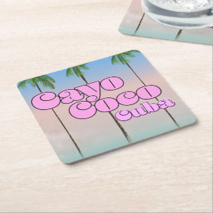 Cayo Coco Kuba Vintage-Reiseposter Rechteckiger Pappuntersetzer