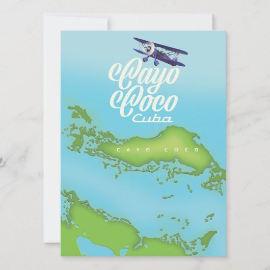 Cayo Coco Kuba Vintage Stilkarte. (Vorderseite)