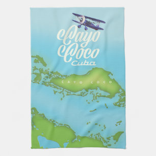 Cayo Coco Kuba Vintage Stilkarte. Geschirrtuch