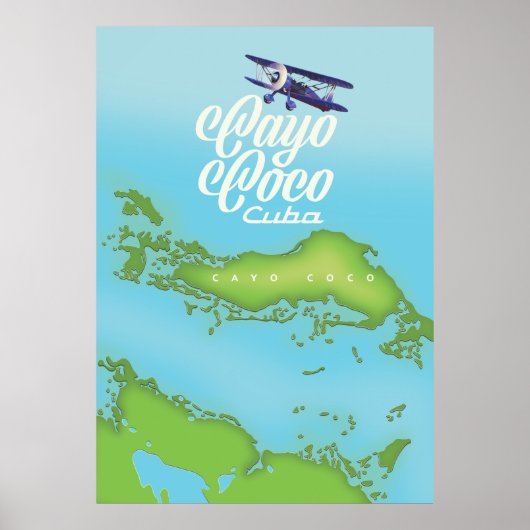 Cayo Coco Kuba Vintage Stilkarte. Poster (Vorne)