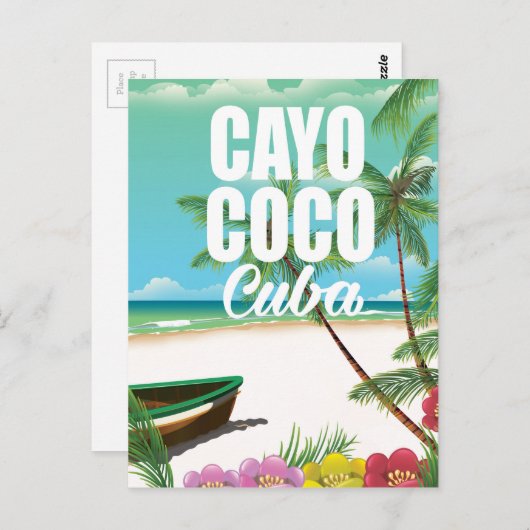 Cayo Coco Kubanisches Strandposter Postkarte (Vorne/Hinten)