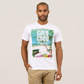 Cayo Coco Kubanisches Strandposter T-Shirt (Vorne ganz)