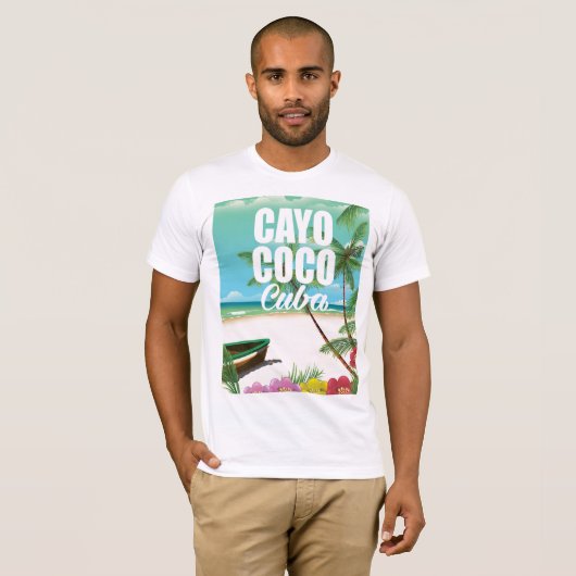 Cayo Coco Kubanisches Strandposter T-Shirt (Vorne ganz)