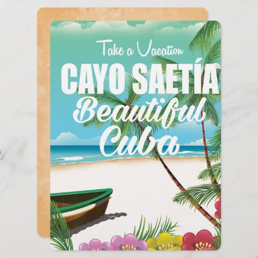 Cayo Saetía Cuba Strandurlaub Poster Einladung (Vorne/Hinten)