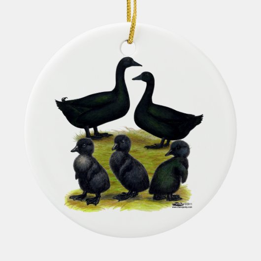 Cayuga Duck Family Keramikornament (Vorne)