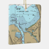 Cayuga Lake Ithaca NY Chart Keramikornament (Rechts)