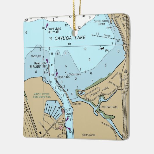 Cayuga Lake Ithaca NY Chart Keramikornament (Links)