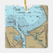 Cayuga Lake Ithaca NY Chart Keramikornament (Vorderseite)