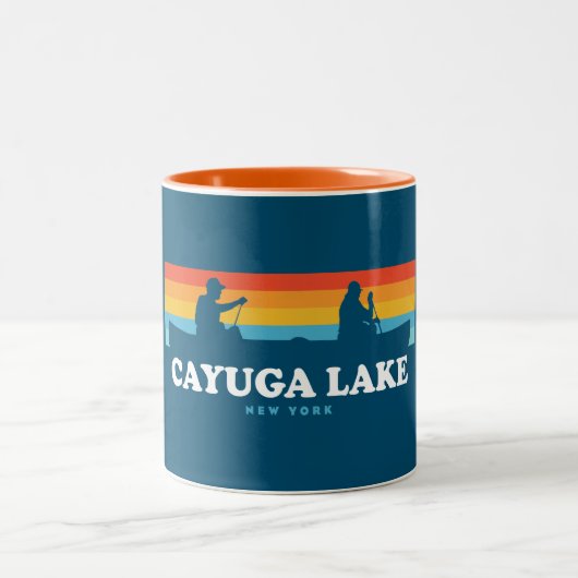 Cayuga Lake New York Canoe Zweifarbige Tasse (Mittel)