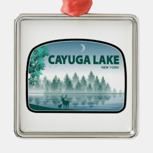 Cayuga Lake New York Deer Ornament Aus Metall