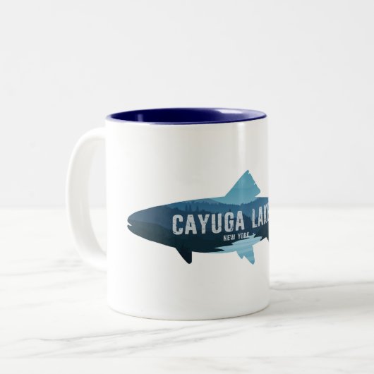 Cayuga Lake New York Fish Zweifarbige Tasse (Vorderseite Links)