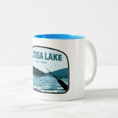Cayuga Lake New York Fishing Rod Zweifarbige Tasse (VorderseiteRechts)