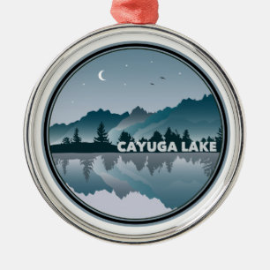 Cayuga Lake New York Reflection Ornament Aus Metall