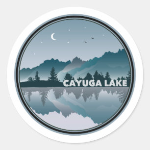 Cayuga Lake New York Reflection Runder Aufkleber
