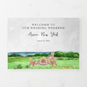 Cayuga Lake NY | Illustrierte Hochzeit: Tri-Fold Dreifach Gefaltete Einladung (Cover)