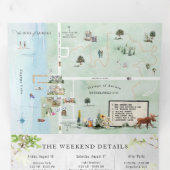 Cayuga Lake NY | Illustrierte Hochzeit: Tri-Fold Dreifach Gefaltete Einladung (Innen Erste Seite)