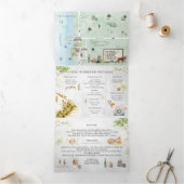 Cayuga Lake NY | Illustrierte Hochzeit: Tri-Fold Dreifach Gefaltete Einladung (Innenseite)