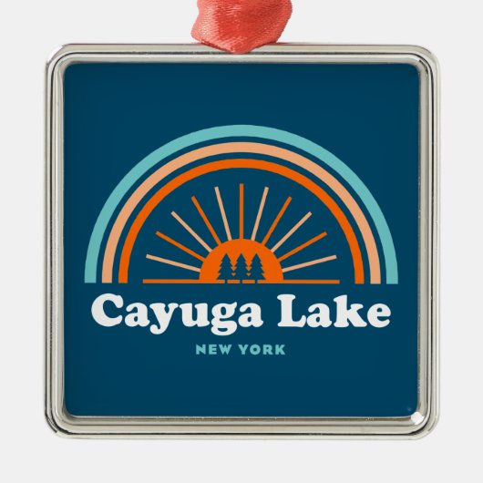 Cayuga Lake Rainbow Ornament Aus Metall (Vorne)