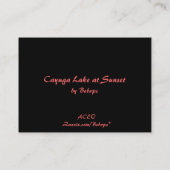 Cayuga See an Sonnenuntergang ATC Visitenkarte (Rückseite)