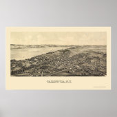 Cazenovia, NY Panorama Karte - 1890 Poster (Vorne)