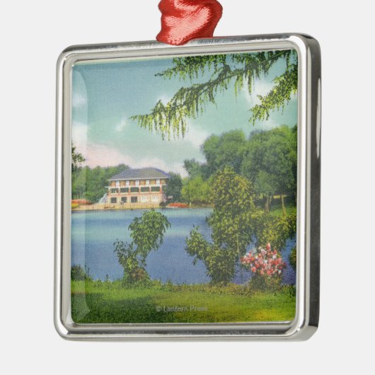 Cazenovia Park-Ansicht des Sees und des Kasinos Ornament Aus Metall (Links)