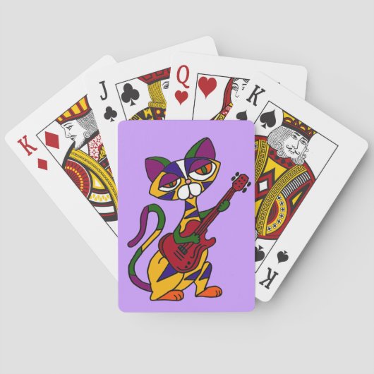 CB - Coole Cat Playing Guitar Cartoon Spielkarten (Rückseite)