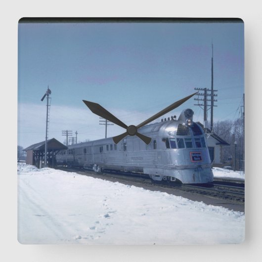 CB&Q "Pioneer Zephyr" #9900_Züge Quadratische Wanduhr (Vorderseite)