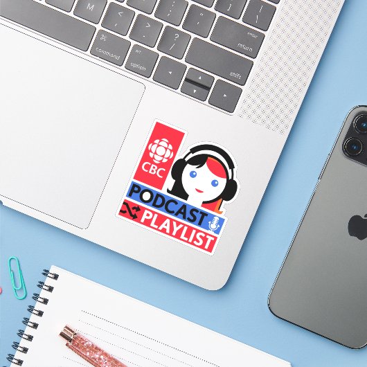 CBC Podcast Playlist Aufkleber (Laptop mit iPhone)