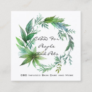 CBD Leaf Wreath Quadratische Visitenkarte