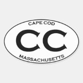 CC - Cape Cod Massachusetts Ovaler Aufkleber (Vorderseite)